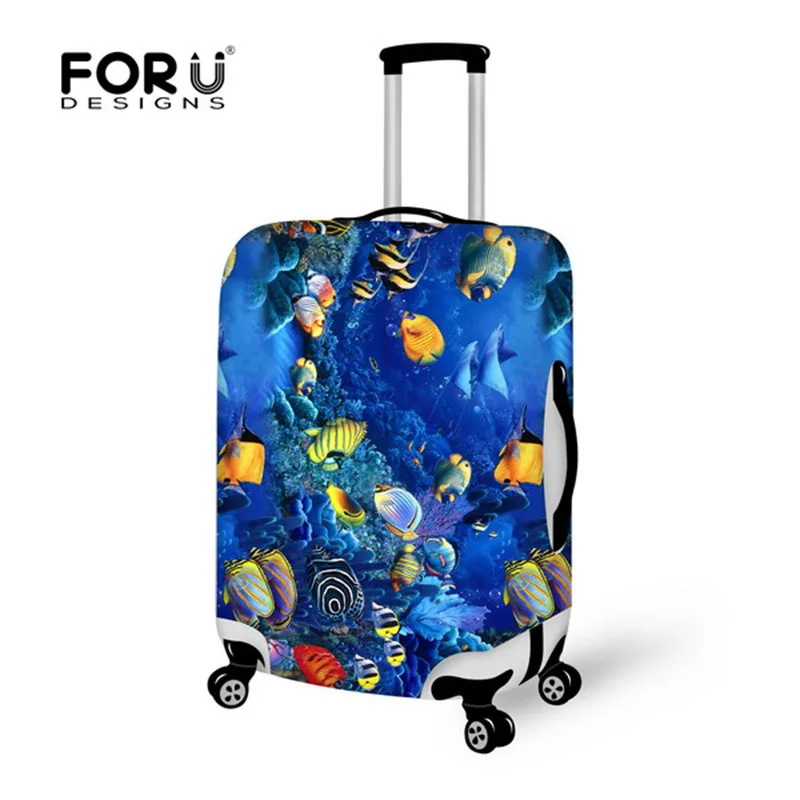 FORUDESIGNS синий защитный чехол для багажа с рисунком рыбы пылезащитный эластичный