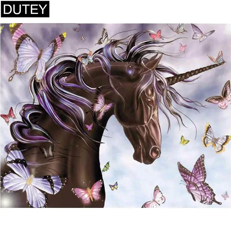 5D DIY Diamond Painting Unicorn Crystal Diamond Painting Cross Stitch Unicorn Butterfly Animal Needlework Home Decorative