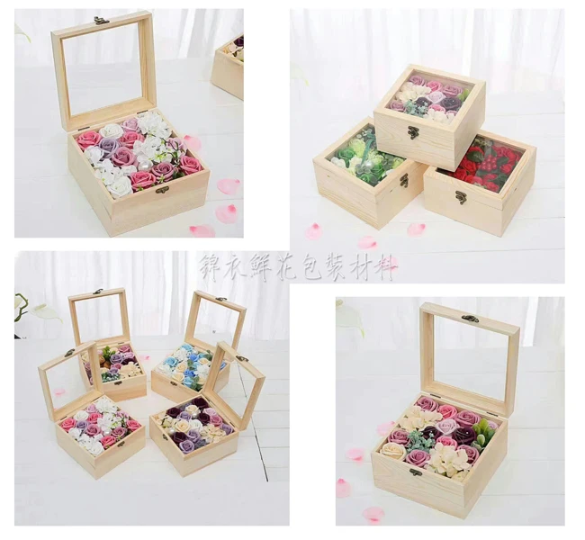 

Square Metal Button Box Primary Color Immortal Flower Box Rose Box Customized Flower Packaging Material Preference