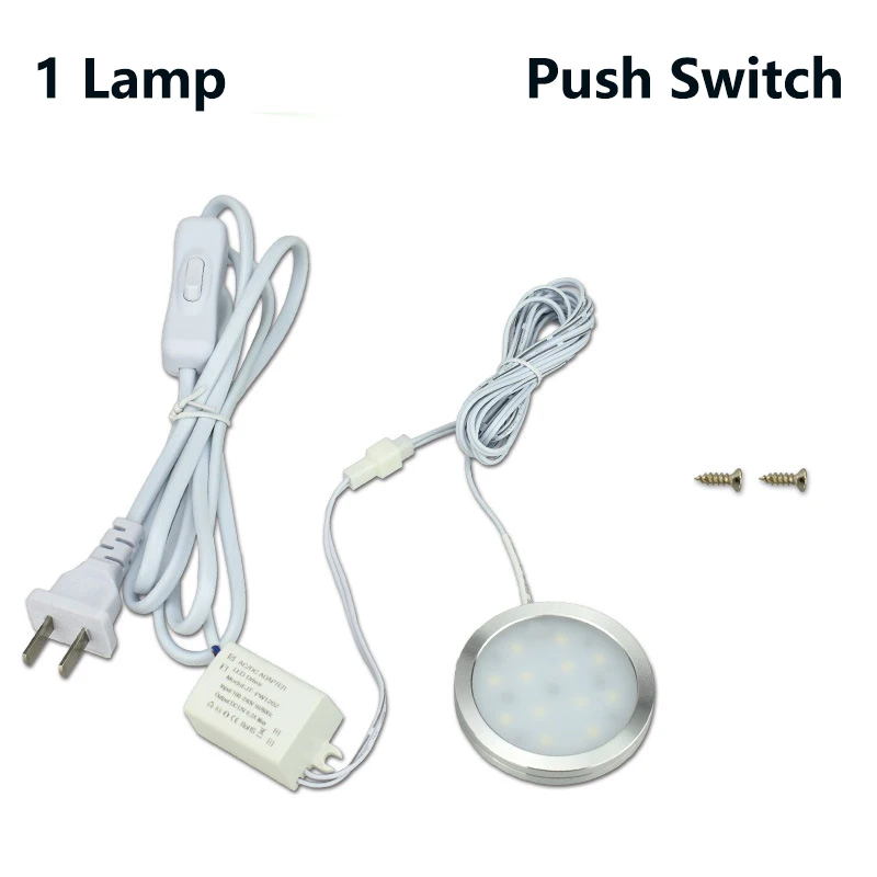 Kopen 2.5 w DC 12 v Tuin Badkamer Gang Onder Kast Verlichting Pak Met Schakelaar Kast Ronde Teller Plank LED Lamp downlight
