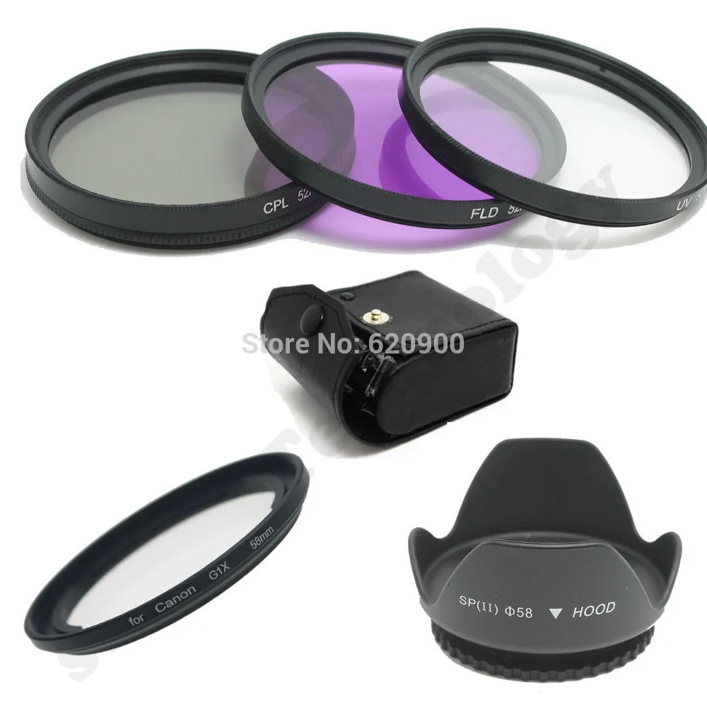 58mm Filter Adapter Ring for Canon PowerShot G1X FA DC58C + UV CPL FLD