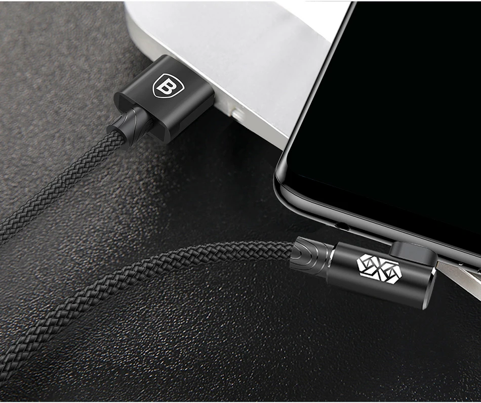 Baseus usb type-C кабель 90 градусов USB C зарядное устройство Шнур Быстрая зарядка USBC type-c кабель для samsung Oneplus 7 Pro мобильный телефон USB-C