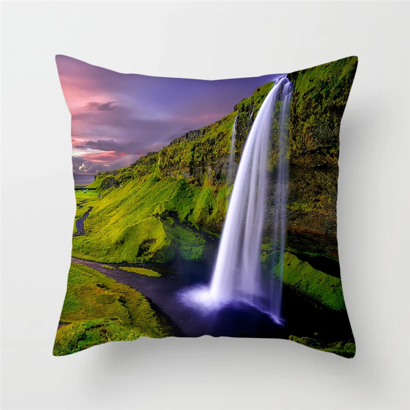

Fuwatacchi Beautiful Scenic Cushion Cover Sunrise Waterfall Pillow Cover Decor Home Sofa Car Office Decorative Pillowcases