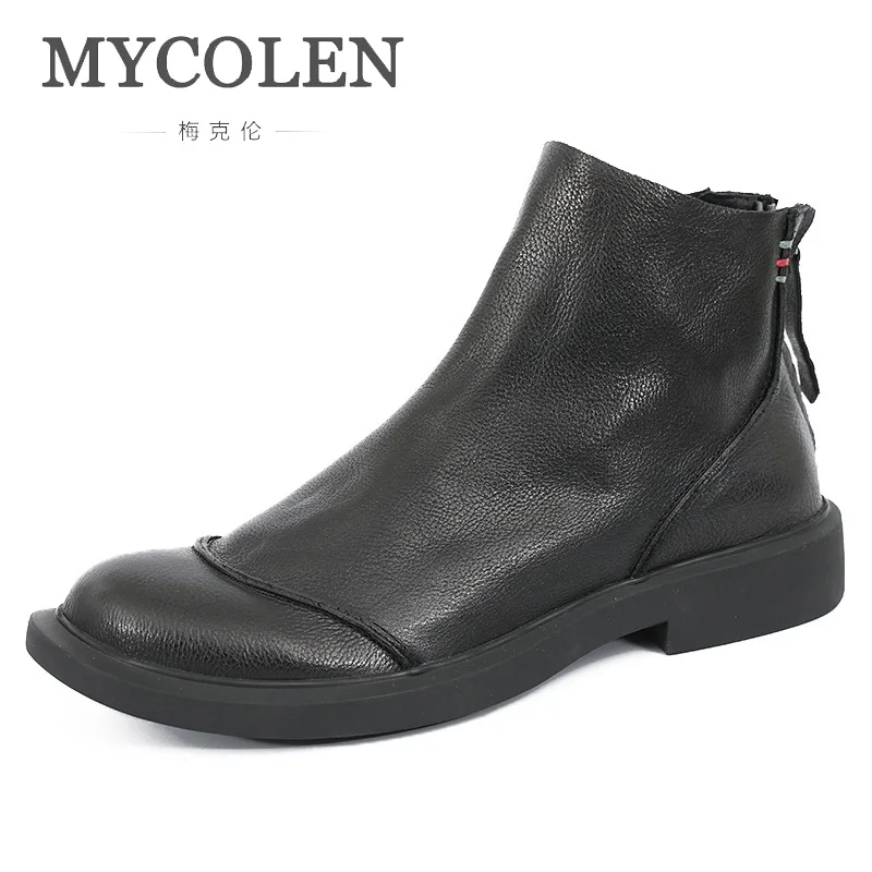 

MYCOLEN Men Comfort Chelsea Boots Black Luxury Product Male Waterproof Ankle Boots Zipper Men Boots Botas Hombre Cuero