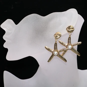 

6 Pairs Starfish earrings pave rhinestone earrings Mix color star earrings jewelry Fashion jewelry earrings 9364
