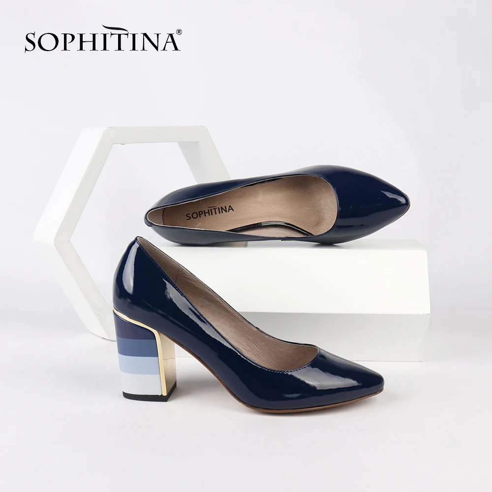 

SOPHITINA Fashion Women's Pumps Comfortable Square Heel Special High Quality Cow Leather Shoes Design Hot Sale New Pumps MC153