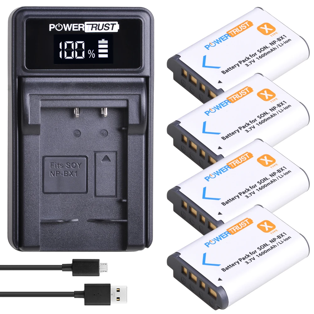

4Pc NP-BX1 npbx1 Battery + New LED USB Charger For Sony DSC-RX100 DSC-WX500 IV HX300 WX300 HDR-AS15 X3000R MV1 AS30V HDR-AS300