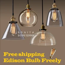 Edison Droplight desván americano industrial Vintage luces colgantes para comedor latón vidrio transparente retro lámpara colgante