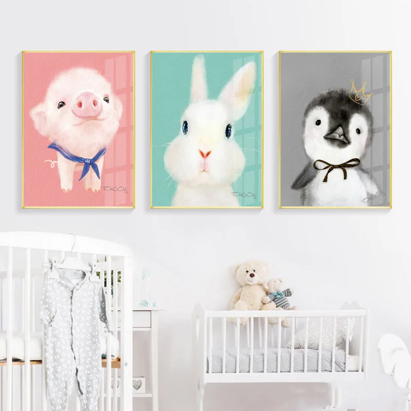 Printed-Canvas-Poster-Animal-Cute-Bear-Pig-Rabbit-Alpaca-Goose-Painting-Nordic-Style-Kids-Room-Wall (1)