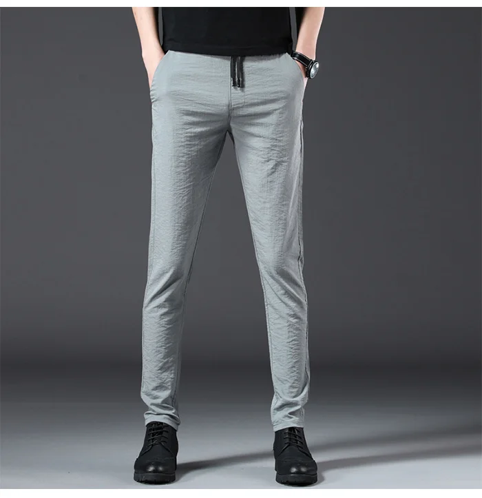 Jantour 2019 Fashion Men Pants Slim Fit Spring summer High Quality Business Flat Classic Full Length thin Casual Trousers male