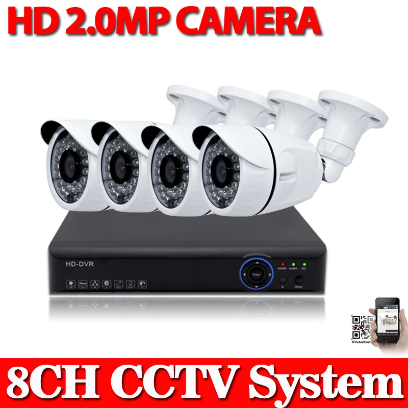8 channel HD 2MP 1080p CCTV System 4CH 1080P AHD DVR with 3000TVL 1080P Outdoor Security surveillance Camera set USB 3G WIFI DVR