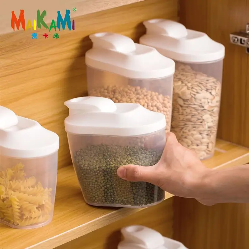 

MAIKAMI Food Storage Box Clear Container Set with Pour Lids Kitchen Food Sealed Snacks Dried Fruit Grains Tank Storage Cereal