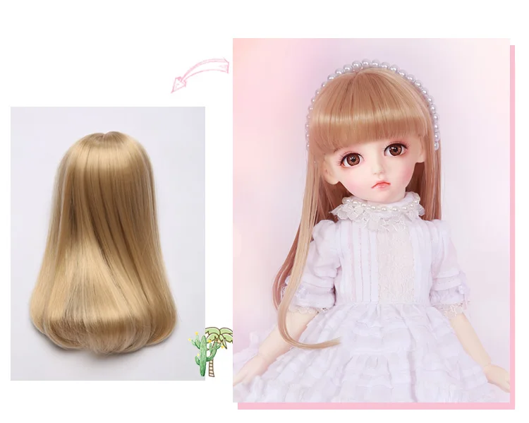 Парик для куклы bjd shinee LutsbjdlHoney Delf Размер 5-6 дюймов 1/6 высокотемпературный прямой парик для шарнирной куклы Прекрасный парик для красоты L06C