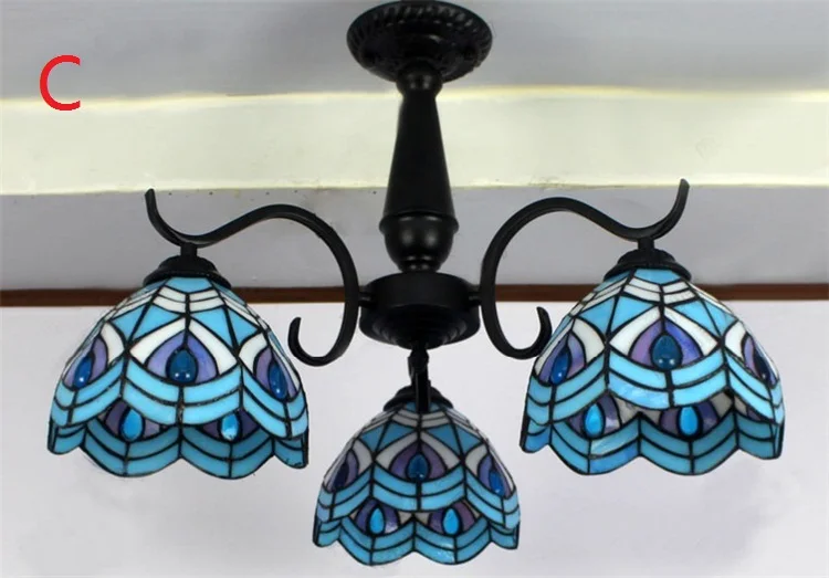 Стеклянный художественный потолочный светильник FUMAT, Европейский Винтажный Средиземноморский витражный стеклянный потолочный светильник, простой светильник для гостиной