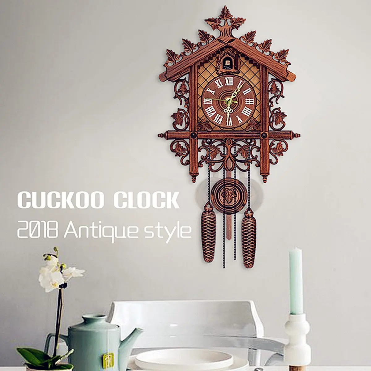 1 piezas CML-002 Vintage Handcraft madera cucú Reloj de pared árbol casa columpio pared reloj arte decoración para el hogar 1 piezas CML-002 Vintage Handcraft madera cucú Reloj de pared árbol casa columpio pared reloj arte decoración para el hogar
