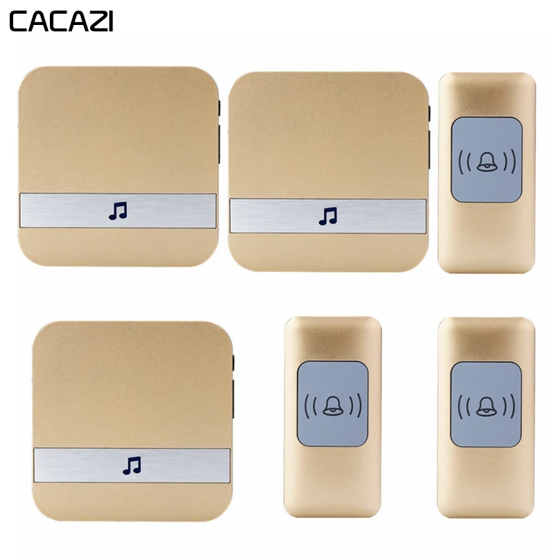 

CACAZI Smart Waterproof Wireless Doorbell 3 Battery Button 3 Receiver 300M Remoto US EU UK Plug Home Cordless door bell 52 chime