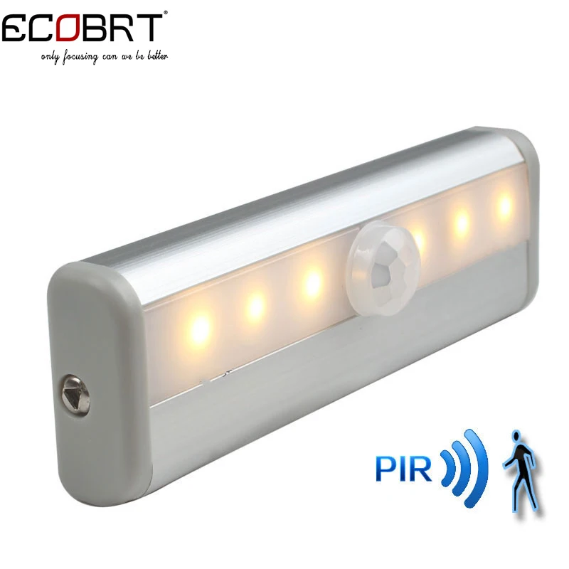 ECOBRT-Free Shipping SMD3528 LED IR Infrared Motion Detector Sensor Closet Cabinet Light Lamp Wireless Using AAA battery lights