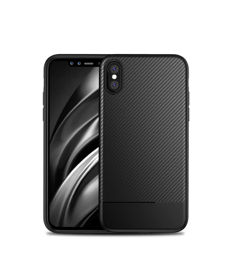 Lovebay чехол для телефона для iPhone 11, 6, 7, 8 Plus, роскошный мягкий ТПУ чехол из углеродного волокна для iPhone X, XR, XS, 11Pro Max, противоударный чехол на заднюю панель - Цвет: black