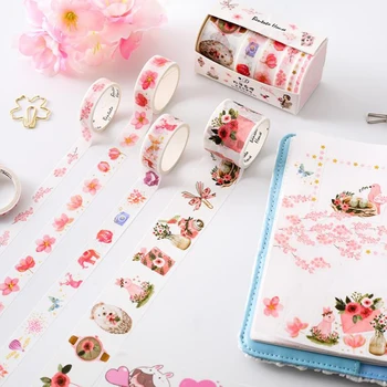 

6 Pcs/pack Cute Cherry Sakura Starry Sky Gilding Decorative Tape Masking Washi Tape DIY Scrapbooking Label Sticker Stationery