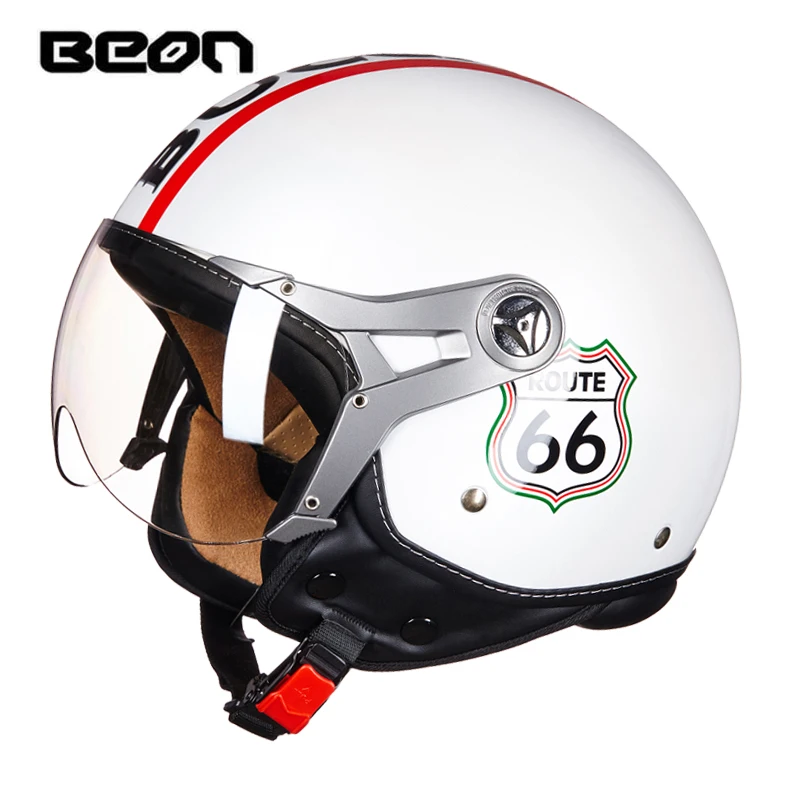 BEON Всесезонная универсальная мотоциклетная rcycle шлем Унисекс Винтажный шлем чоппер шлем cascos para moto DOT утвержденный полушлем - Цвет: 17