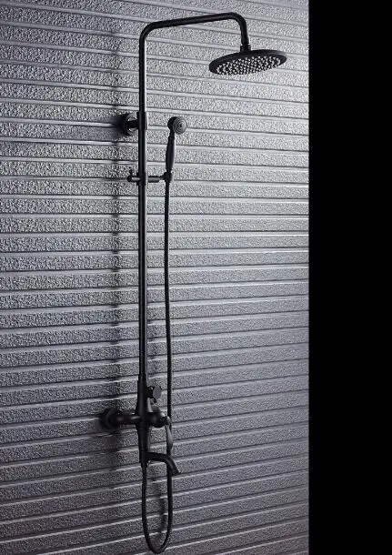 black shower Dofaso Античный Черный смеситель для душа со всеми медный комплект для душевой 8 ''насадка для душа - Цвет: black shower