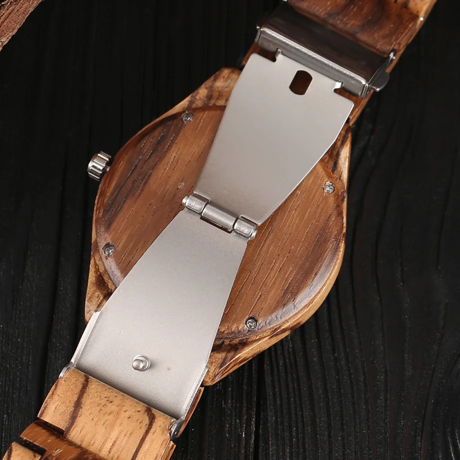 Luxury Full Wooden Bamboo Men Watch Dot Numbers Dial Red Hand Handicraft Quartz Wristwatch Fold Clasp Minimalist Sport Clock (12)