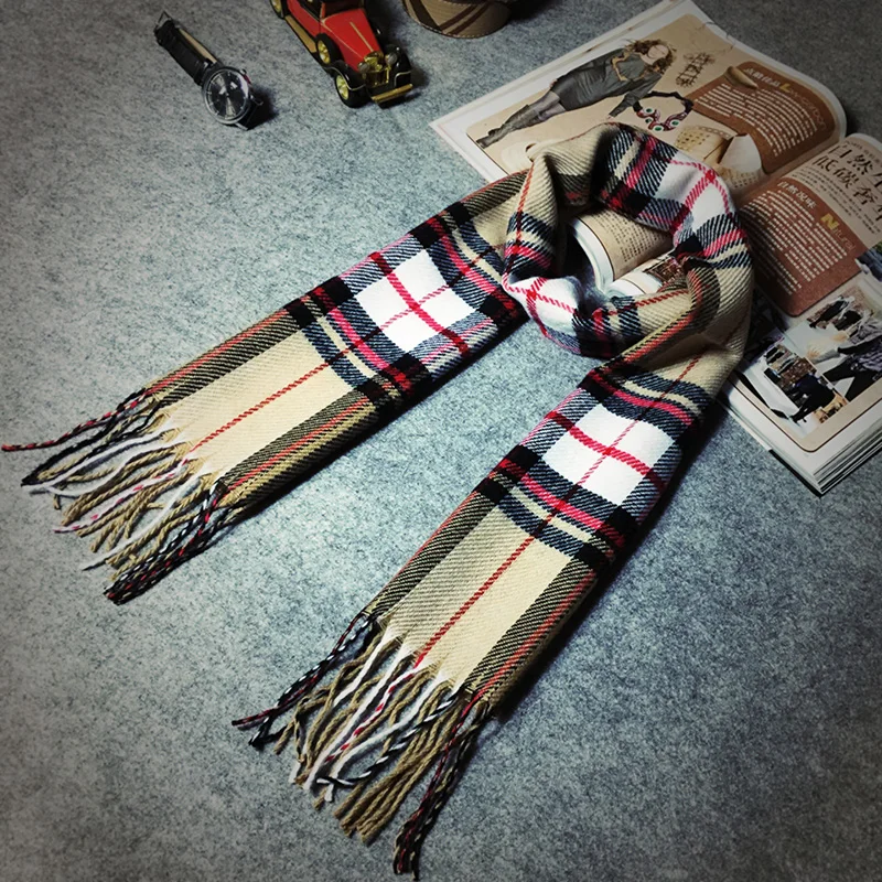 Winter Men Women Scottish Plaid Scarf font b tartan b font Cozy Warm Long Echarpe Tassel