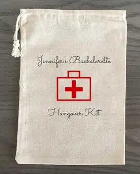 

personalized wedding Bachelorette Hangover recovery emergancy Survival favor gift Muslin Kit Bags bridal shower party Candy pouc