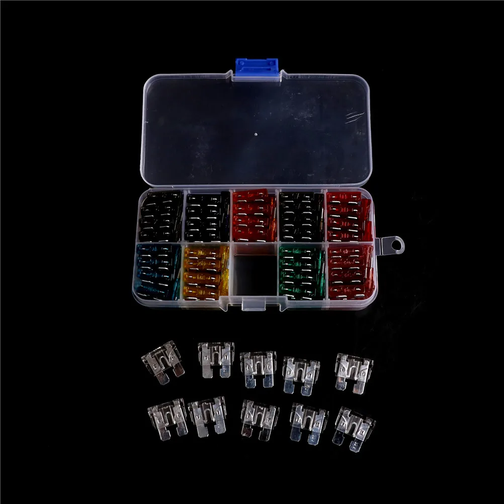 100pcs/Set Mini Standard Blade Fuses Assortment Kit Set Test Pen Clip Puller Automotive Car Boat Truck Blade Fuse Box