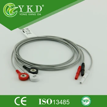 

Din 1.5 snap shielded ECG holter leadwire set,3 lead.AHA,snap for Nihon kohden