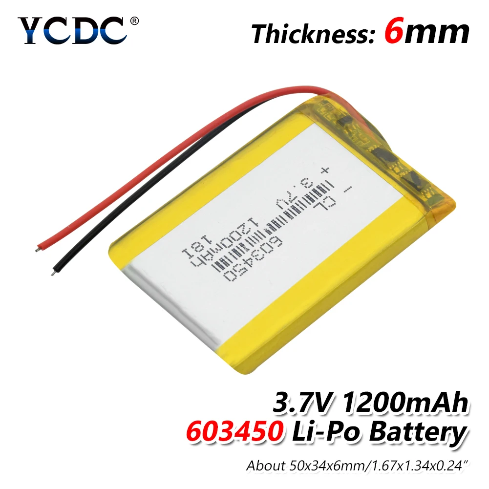 

1/2/4x Rechargeable Li-po Battery 3.7v Volt 603450 1200mAh Lithium Li-ion Bateria Replacement For Power Bank Telephone Drone PSP