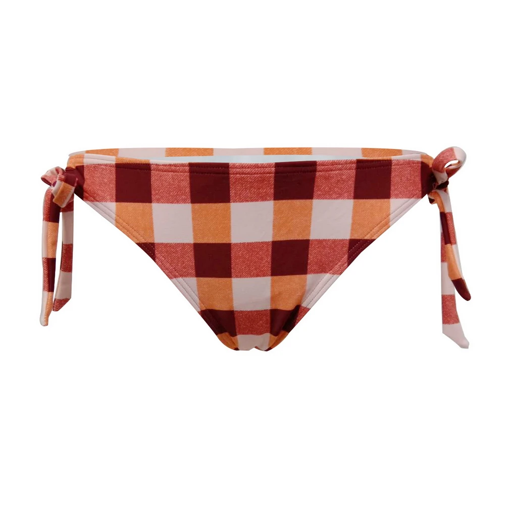 

Women Bikini Bottom Swimwear Double Layer Plaid Halter Bathing Suit Plus Size Bandage Two Piece separate Swimsuit Tankini Bottom