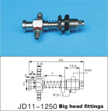 Аксессуары для роботов, фитинги с большой головкой, фитинги для пневматических вакуумных стаканчиков, фитинги для пневматических компонентов - Цвет: M12-11-L50