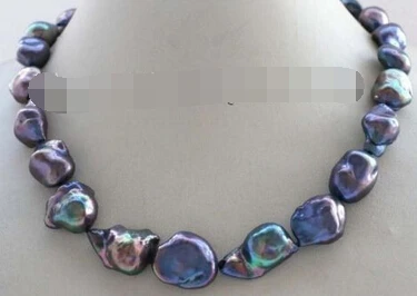 

11.24 Genuine Natural Black Reborn Keshi Pearl Necklace 14k AAA