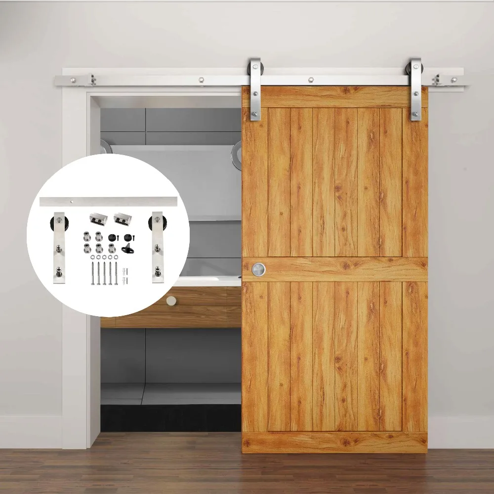 

4.9FT/6FT/6.6FT Heavy Duty Stainless Steel Sliding Barn Door Hardware track kit for sliding door