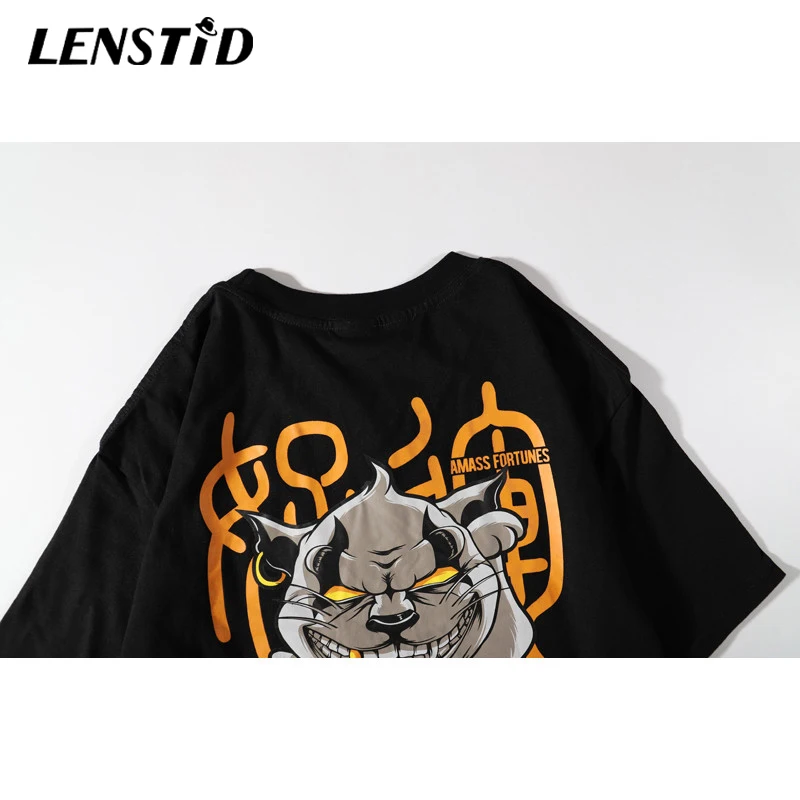 Мужская футболка в стиле хип хоп LENSTID уличная летняя с коротким рукавом и принтом