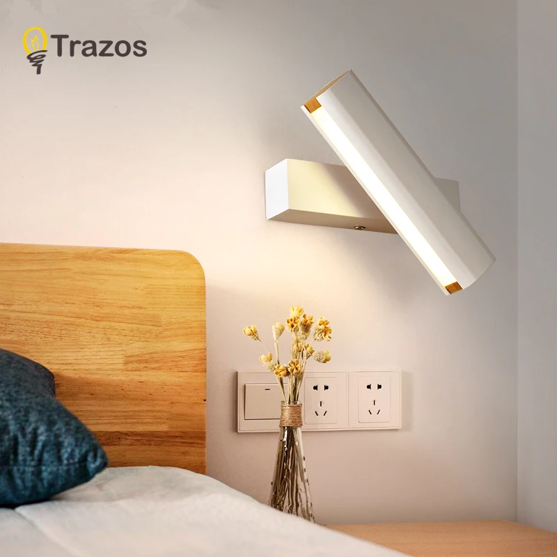 

Wood simple creative wall light led bedroom bedside decoration Nordic designer living room corridor hotel adjustable wall lamps