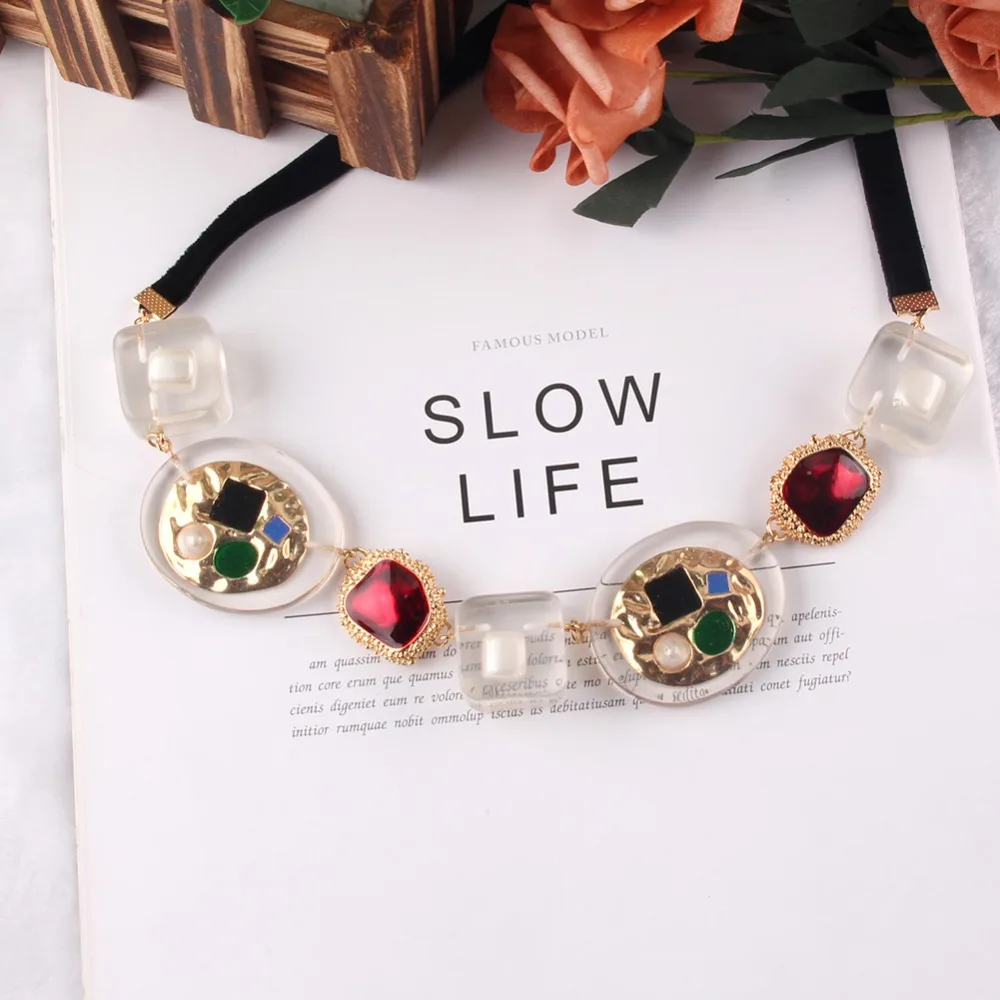 Best Lady ZA прозрачные металлические ожерелья для женщин богемные Разноцветные Подвески массивные цепочки рождественские подарки горячая распродажа