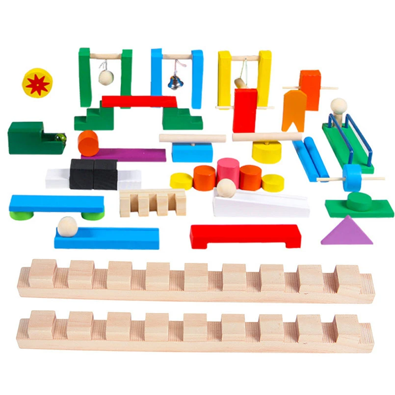 Houten Gekleurde Instelling Accessoires Voor Kinderen Houten Domino Bordspel Bakstenen Blokken Educatief Speelgoed Domino Geschenken|Domino| - AliExpress