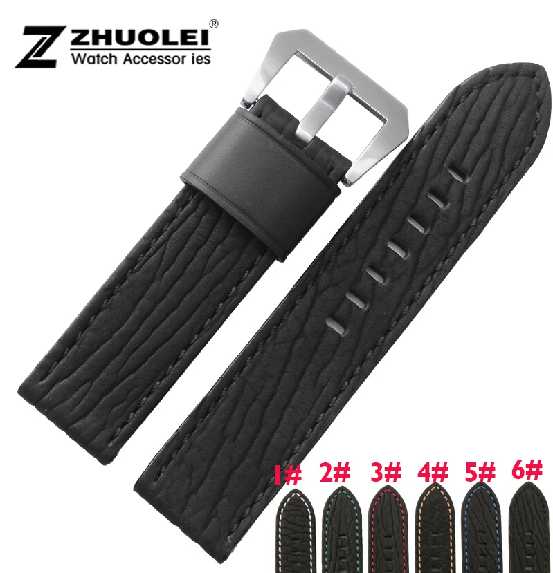 New Arrival Black Genuine leather watch straps 22mm 24mm Wrist Watch