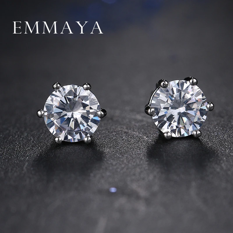 Emmaya новые серьги с белым кристаллом циркония круглой формы гвоздики для женщин