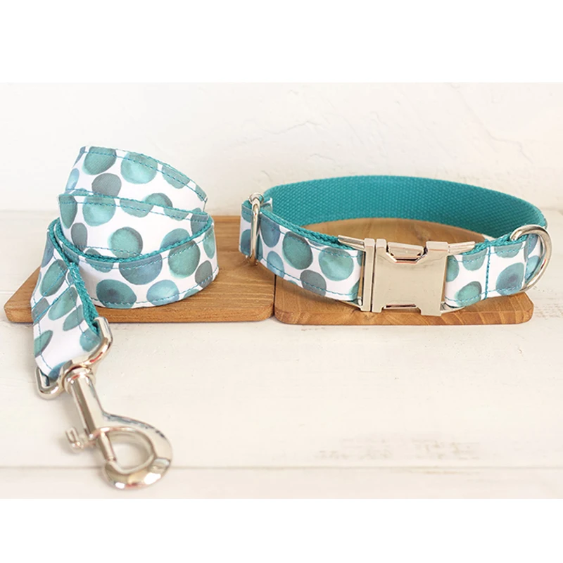 Personalized Dog Collar And Leash Set Fabric Unique Folk Style Pet Id