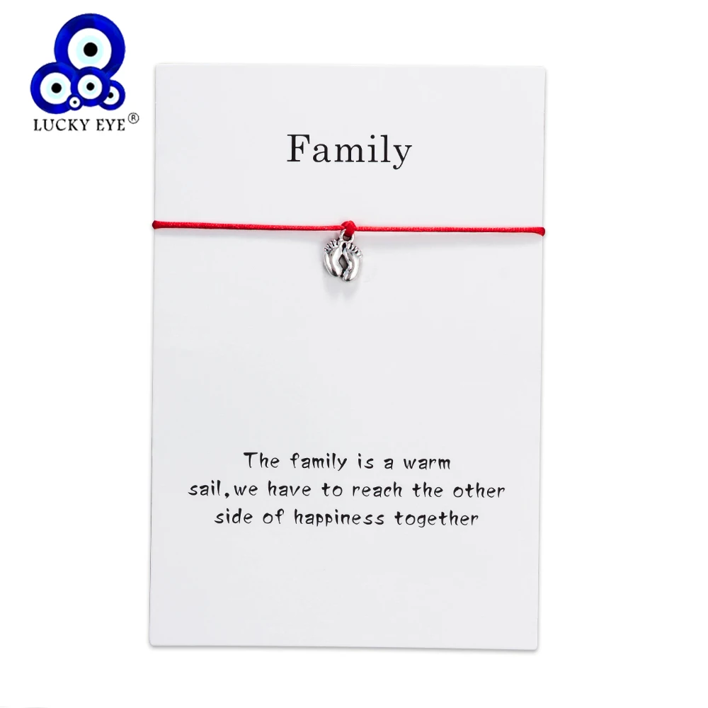 

Lucky Eye Double Feet Charm Bracelets for Women Men Children Red String Family Wish Bracelets Jewelry Gift Adjustable EY5301