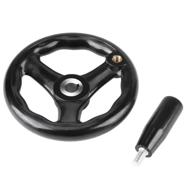 Handwheel 12*125mm Black Round 3 Spoke Hand Wheel for Lathe Milling Machine Lahe Tool