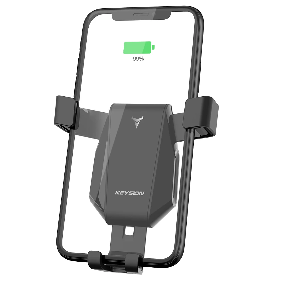KEYSION Автомобильный держатель для телефона для iPhone, интеллектуальное устройство с гравитационным зондированием, Qi автомобильное беспроводное зарядное устройство, крепление на вентиляционное отверстие, держатель для мобильного телефона, подставка - Тип штекера: Black