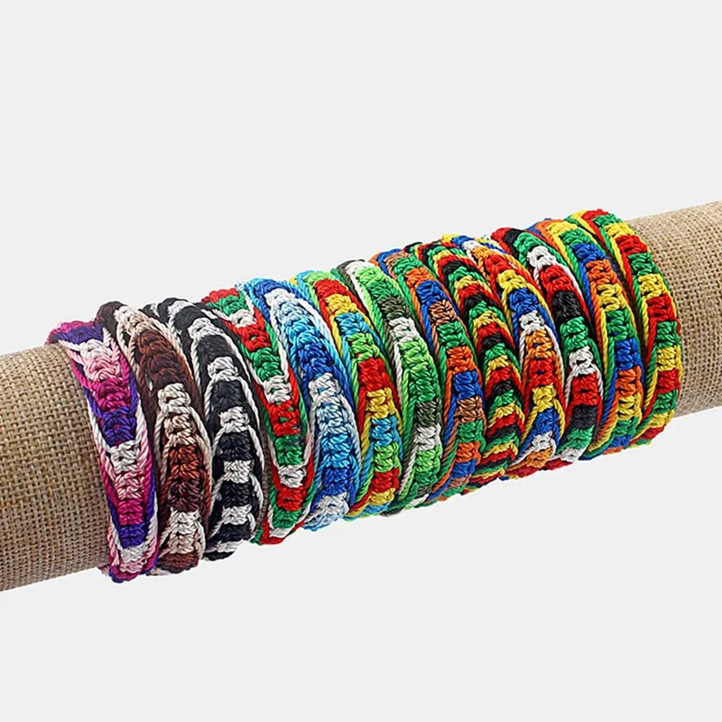 10 шт/партия смешанные цвета богемный Браслет из нитей Ретро ручной работы Boho разноцветные стринги шнур тканый плетеные браслеты для женщин и мужчин