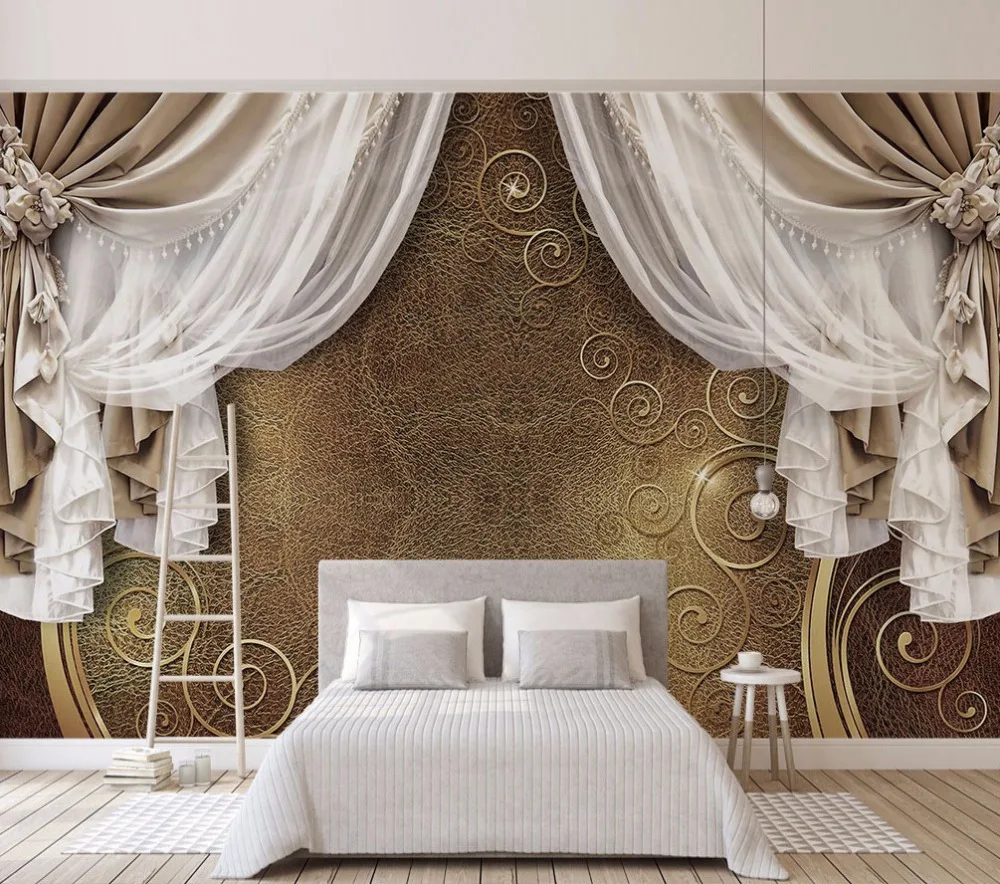 

Bacaz 8D Relief Leather Texture Curtain Wallpaper Mural for Bedroom Sofa Background 3d Wall Mural Wall paper Wall Decor