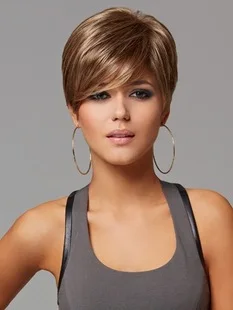 High Quality Hairstyle Synthetic Wigs Short Hair Straight Light Brown Wigs With Bangs For Women Female Natural Straight Wig Box Wigs For Black Peoplewig Material Aliexpress
