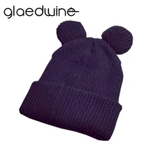 Glaedwine/Новая модная Хлопковая женская теплая зимняя шапка с кошачьими ушками; вязаная шапка; шапки для девочек; Хип-хоп Skullies;