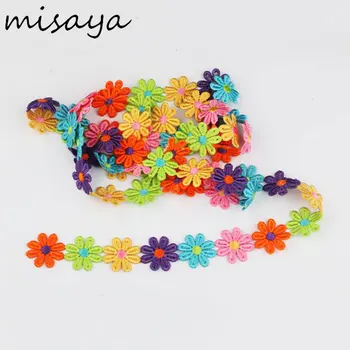 

2Y candy color Beautiful sun flower cotton Lace Fabric Sewing Applique satin ribbon, DIY Craft lace ribbon tape sewing supplies